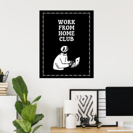 Thuiswerk Club Zwarte Skelet 60x75 cm Poster