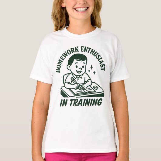 Thuiswerk Enthousiast in Opleiding Grappige School T-shirt (Voorkant)