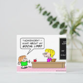 thuiswerk kind leraar schoolleven briefkaart (Staand voorkant)