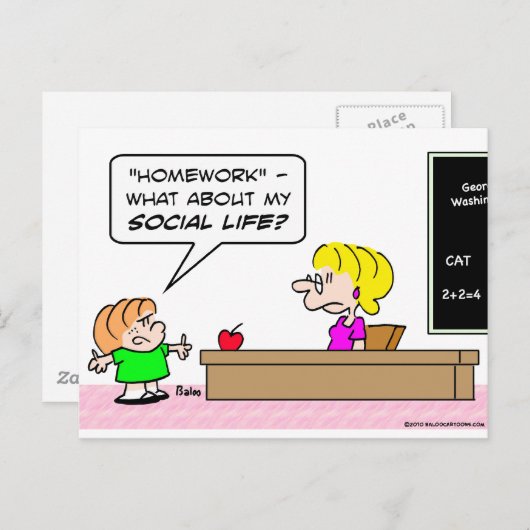 thuiswerk kind leraar schoolleven briefkaart (Voorkant / Achterkant)