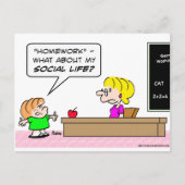 thuiswerk kind leraar schoolleven briefkaart (Voorkant)