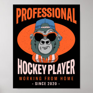 Thuiswerkende Hockeyspeler IJshockey Baas Ho Poster