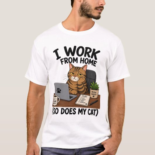 Thuiswerkende Kat T-shirt (Voorkant)