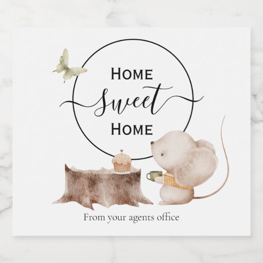 Thuiszoet home nieuwe thuiscadeau van agent sparkling wijnetiket (Enkel label)