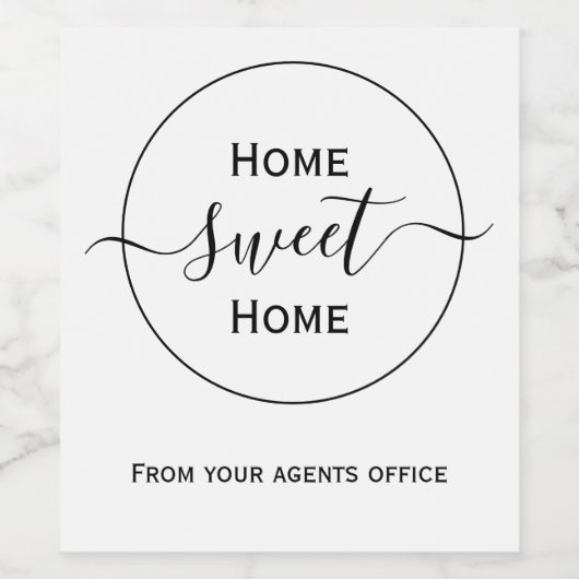 Thuiszoet home nieuwe thuiscadeau van agent wijn etiket (Enkel label)