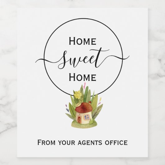 Thuiszoet home nieuwe thuiscadeau van agent wijn etiket (Enkel label)