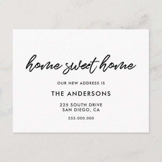 Thuiszoet thuisland Modern bewegende aankondiging Briefkaart (Voorkant)