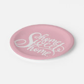 Thuiszoete thuisroze papieren bordje (Gekanteld)