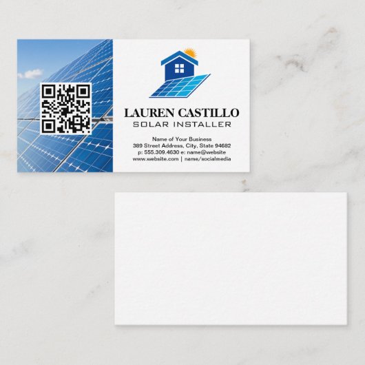 Thuiszonnepanelbeeldscherm - Logo | QR-Visitekaart Visitekaartje (Voorkant / Achterkant)