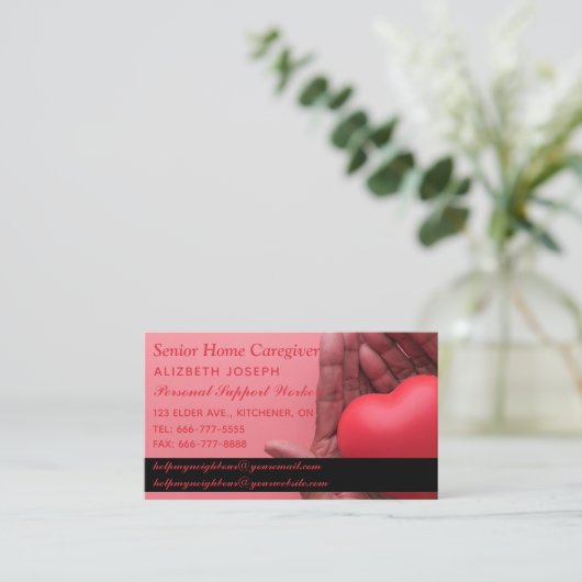 Thuiszorg en persoonlijke verzorging visitekaartje (Staand voorkant)