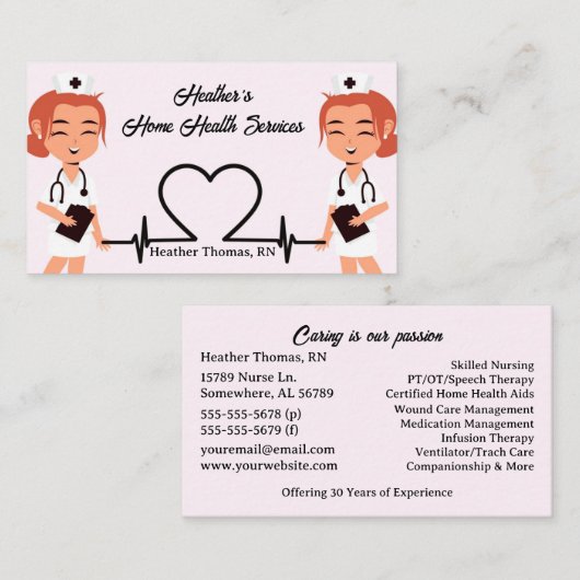 Thuiszorgdiensten Visitekaartje (Voorkant / Achterkant)