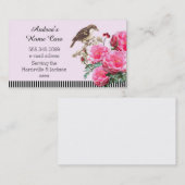 Thuiszorgroze rozen en vogel visitekaartje (Voorkant / Achterkant)