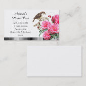 Thuiszorgroze rozen en vogel visitekaartje (Voorkant / Achterkant)