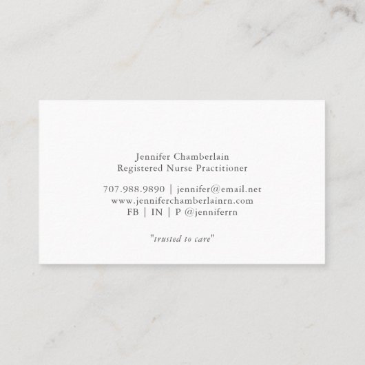 Thuiszorgverpleegster Visitekaartje (Achterkant)