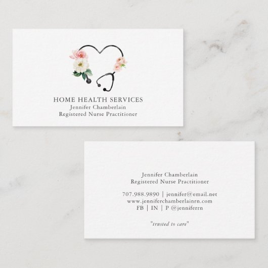 Thuiszorgverpleegster Visitekaartje (Voorkant / Achterkant)