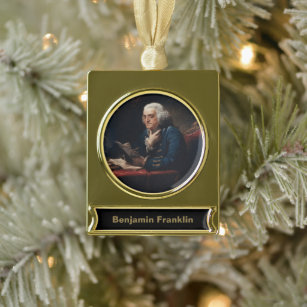 Thumb Portrait Benjamin Franklin in White House Verguld Banner Ornament