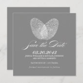 Thumb Print Heart | Datum opslaan Save The Date (Voorkant / Achterkant)