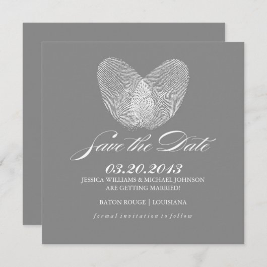 Thumb Print Heart | Datum opslaan Save The Date (Voorkant / Achterkant)