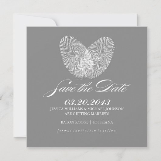Thumb Print Heart | Datum opslaan Save The Date (Voorkant)