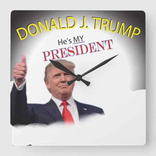 THUMB UP Trump is MIJN President Square Wall Clock Vierkante Klok (Voorkant)