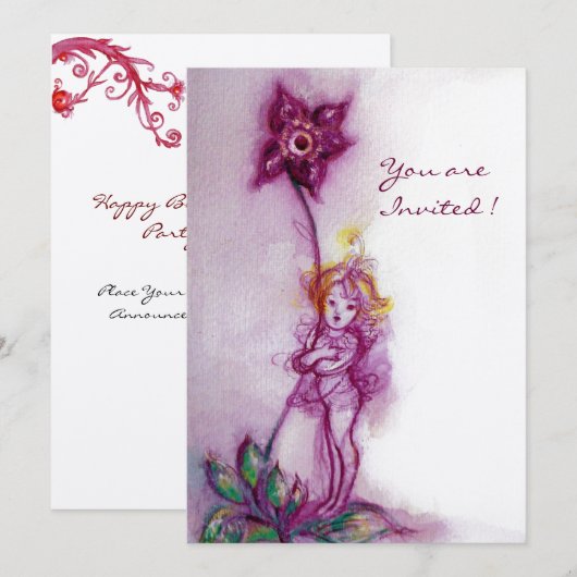 THUMBELINA 2, roze paarse witte champagne metallic Kaart (Voorkant / Achterkant)