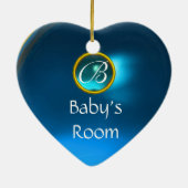 THUMBELINA BLUE SAPPHIRE MONOGRAM DEUR HANGER KERAMISCH ORNAMENT (Achterkant)