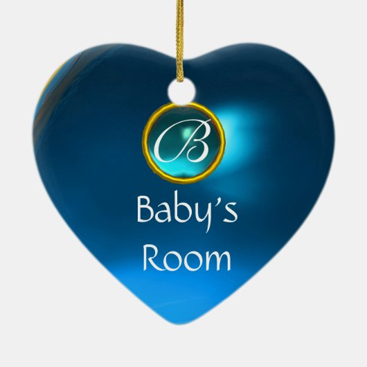 THUMBELINA BLUE SAPPHIRE MONOGRAM DEUR HANGER KERAMISCH ORNAMENT (Achterkant)