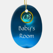 THUMBELINA BLUE SAPPHIRE MONOGRAM DEUR HANGER KERAMISCH ORNAMENT (Achterkant)