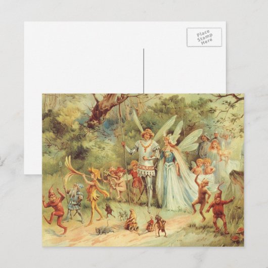 Thumbelina en Prince Wedding,  feiharde tales Briefkaart (Voorkant / Achterkant)