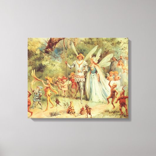 Thumbelina en Prince Wedding,  feiharde tales Canvas Afdruk (Voorkant)