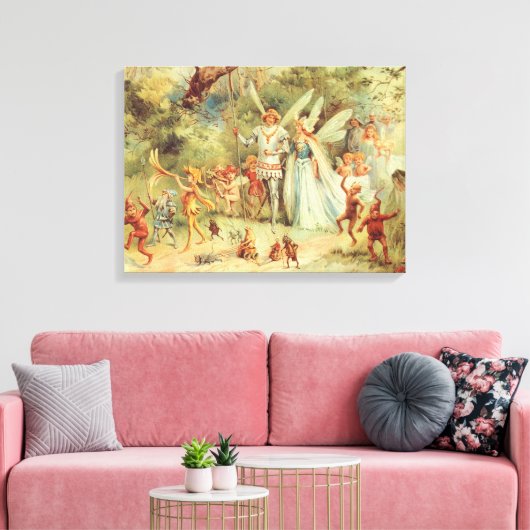 Thumbelina en Prince Wedding,  feiharde tales Canvas Afdruk (Insitu (Woonkamer))