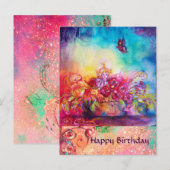 THUMBELINA, FLOWER BASKET EN BUTTERFLES BRIEFKAART (Voorkant / Achterkant)