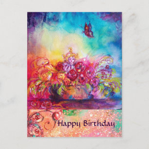 THUMBELINA, FLOWER BASKET EN BUTTERFLES BRIEFKAART