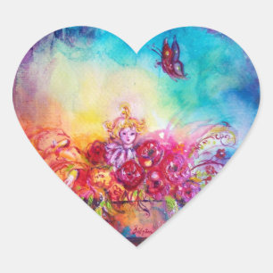 THUMBELINA, FLOWER BASKET EN BUTTERFLES HART STICKER