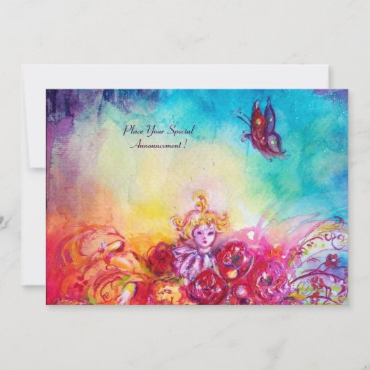 THUMBELINA, FLOWER BASKET EN BUTTERFLES KAART (Voorkant)