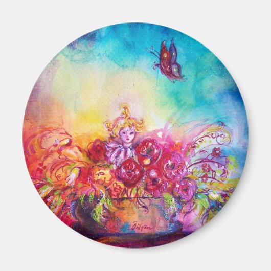 THUMBELINA, FLOWER BASKET EN BUTTERFLES MAGNEET (Voorkant)