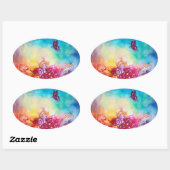 THUMBELINA, FLOWER BASKET EN BUTTERFLES OVALE STICKER (Vel)