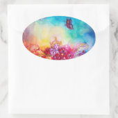 THUMBELINA, FLOWER BASKET EN BUTTERFLES OVALE STICKER (Tas)