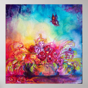 THUMBELINA, FLOWER BASKET EN BUTTERFLES POSTER