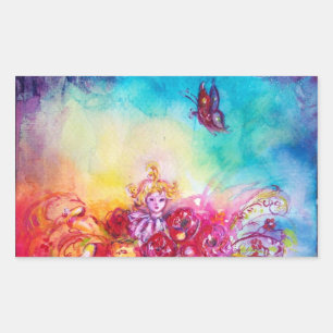 THUMBELINA, FLOWER BASKET EN BUTTERFLES RECHTHOEKIGE STICKER