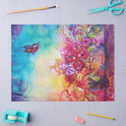 THUMBELINA, FLOWER BASKET EN BUTTERFLES TISSUEPAPIER (Craft)