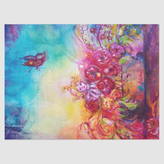 THUMBELINA, FLOWER BASKET EN BUTTERFLES TISSUEPAPIER (Voorkant)