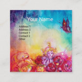 THUMBELINA, FLOWER BASKET EN BUTTERFLES VIERKANTE VISITEKAARTJE (Voorkant)