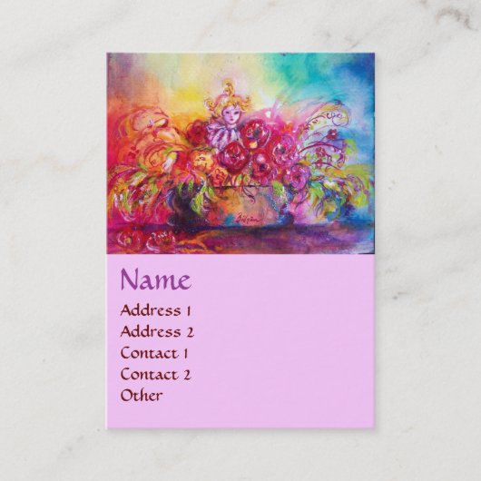 THUMBELINA, FLOWER BASKET EN BUTTERFLES VISITEKAARTJE (Voorkant)