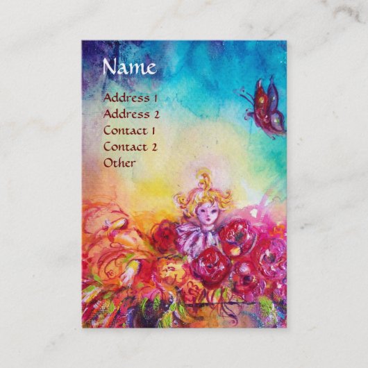 THUMBELINA, FLOWER BASKET EN BUTTERFLES VISITEKAARTJE (Voorkant)