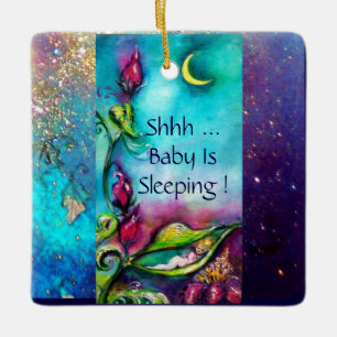 THUMBELINA PINK RUBY HEART MONOGRAM DEUR HANGER KERAMISCH ORNAMENT