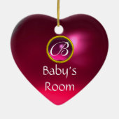 THUMBELINA PINK RUBY HEART MONOGRAM DEUR HANGER KERAMISCH ORNAMENT (Achterkant)