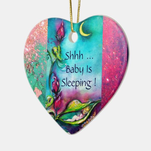 THUMBELINA PINK RUBY HEART MONOGRAM DEUR HANGER KERAMISCH ORNAMENT (Links)