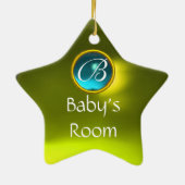 THUMBELINA PINK RUBY HEART MONOGRAM DEUR HANGER KERAMISCH ORNAMENT (Achterkant)