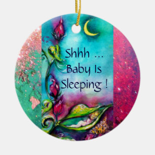 THUMBELINA PINK RUBY HEART MONOGRAM DEUR HANGER KERAMISCH ORNAMENT